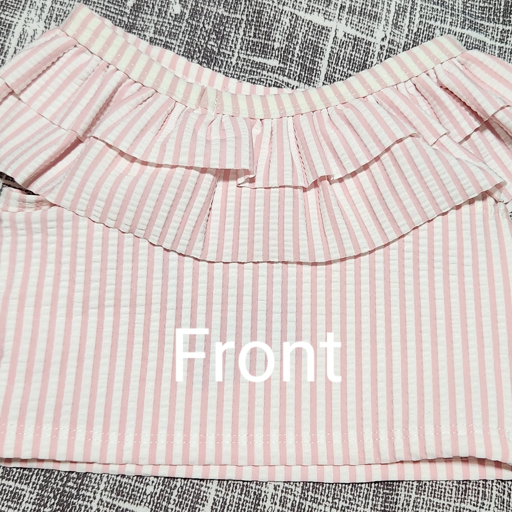 Ruffle Butts Pink and White Striped Ruffle Top